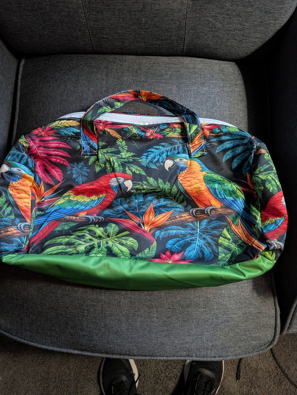 Colorful Parrot-Print Pet Travel Tote - Green